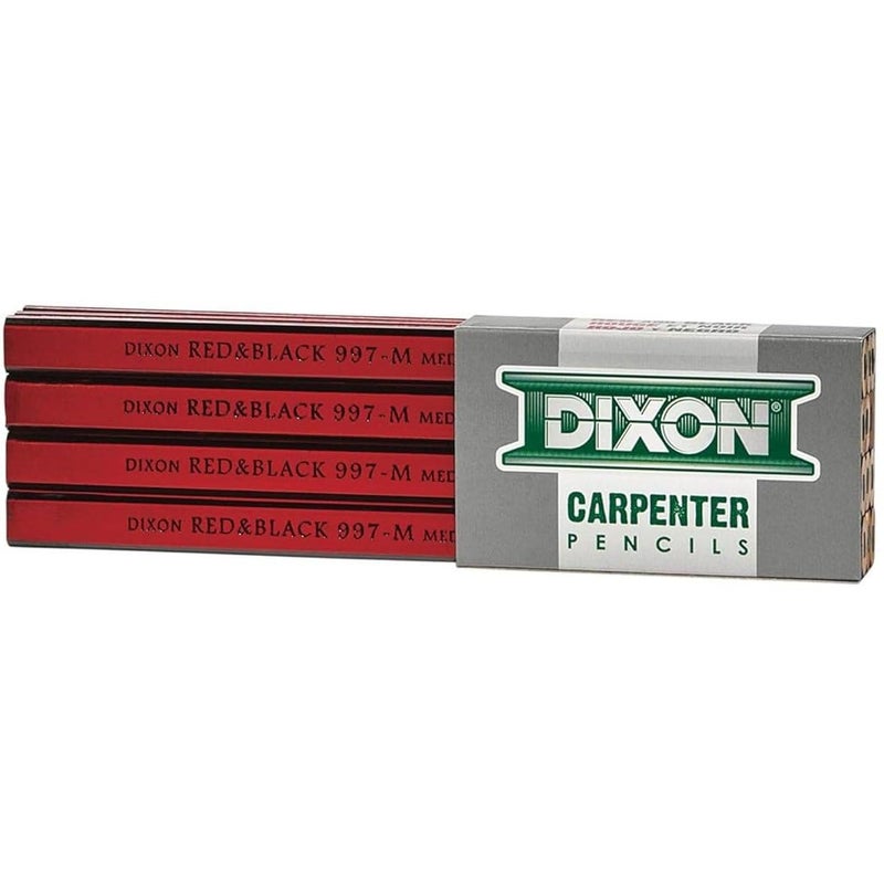 Dixon 19972 Oriole Woodcase Flat Carpenter's Pencil Medium Red Dozen - Image 1